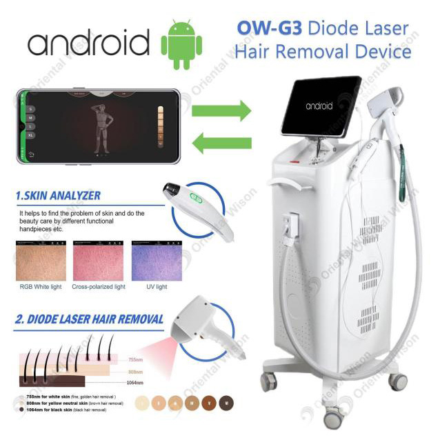 System Android Diode Laser Maszyna do usuwania włosów z analizatorem skóry