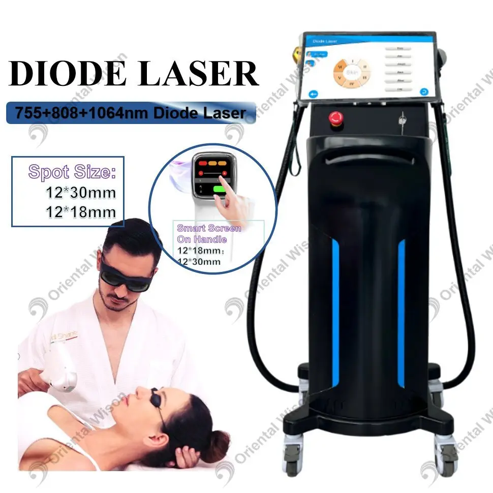 Podwójny uchwyt 755 808 1064 Diode laserowe usuwanie włosów